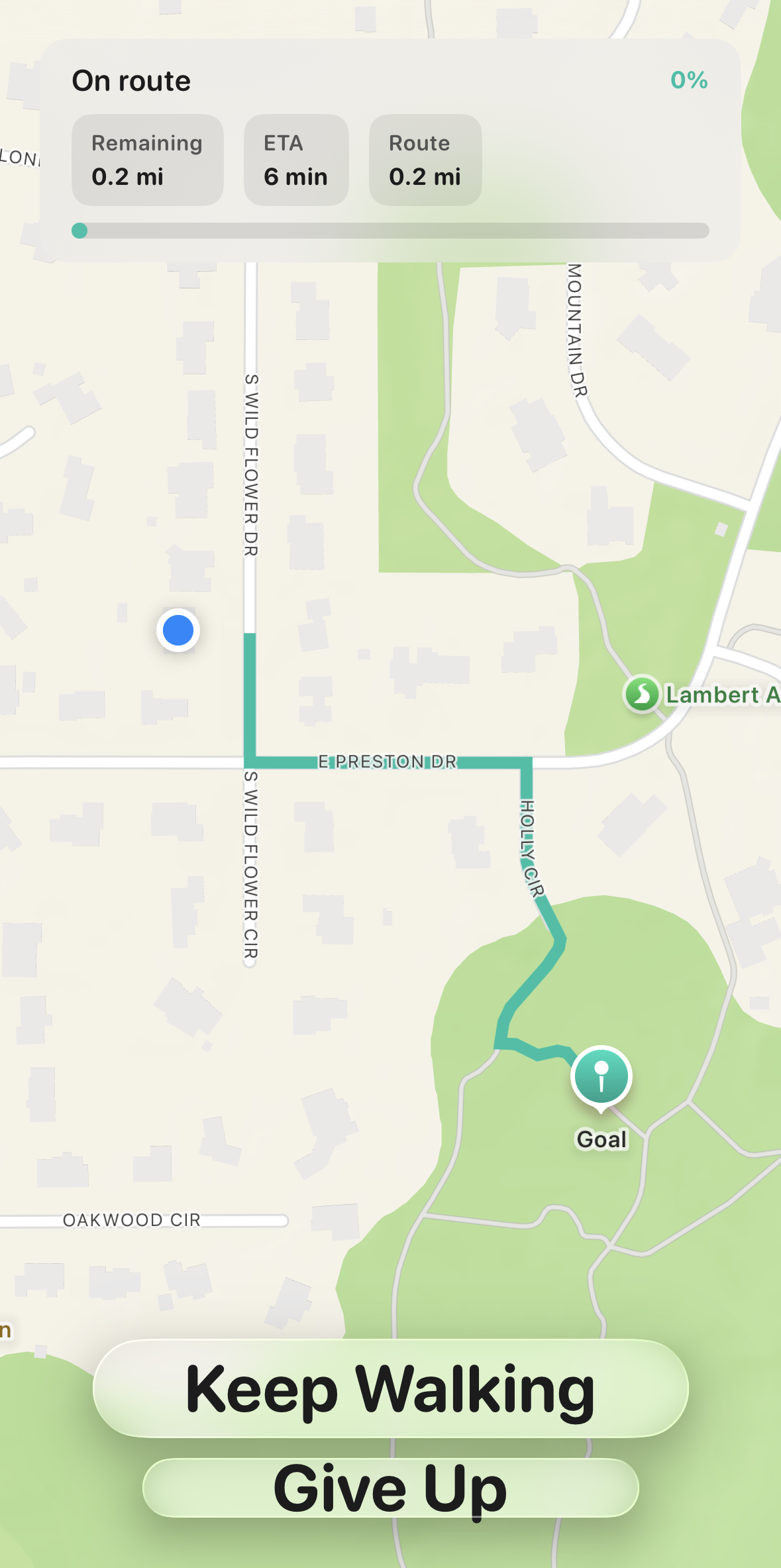 Move journey map showing route progress toward an orange destination marker.